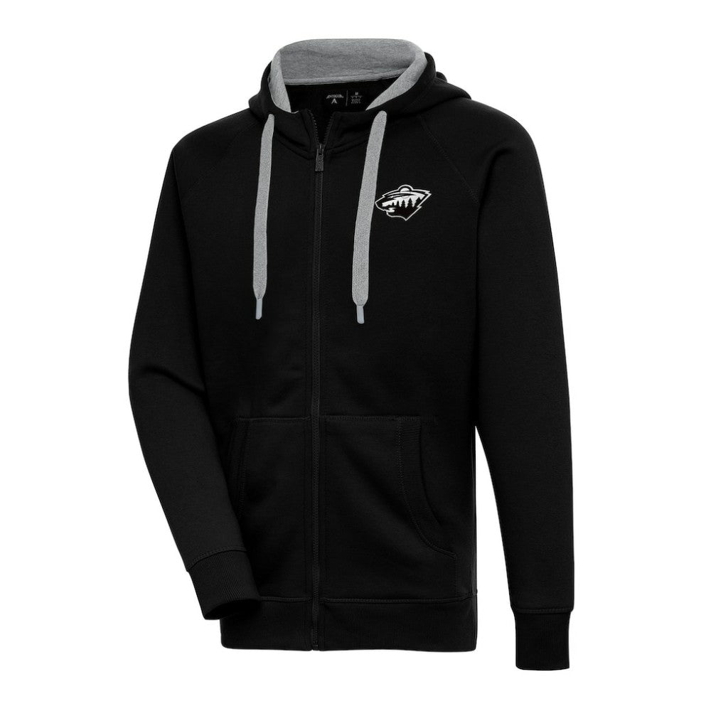 NHL Black Minnesota Wild Antigua Metallic Logo Victory Full-Zip Hoodie
