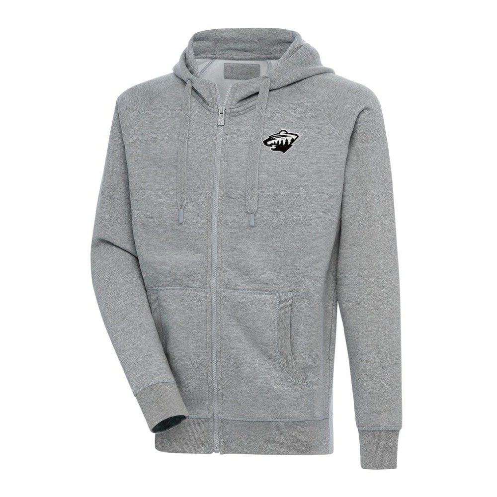 NHL Heather Gray Minnesota Wild Antigua Metallic Logo Victory Full-Zip Hoodie