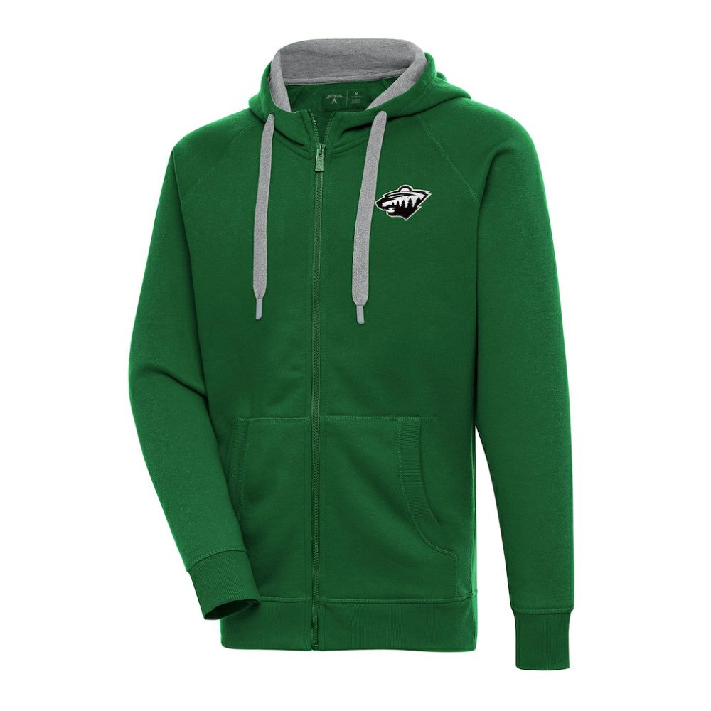 NHL Green Minnesota Wild Antigua Metallic Logo Victory Full-Zip Hoodie