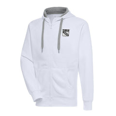 NHL White New York Rangers Antigua Metallic Logo Victory Full-Zip Hoodie