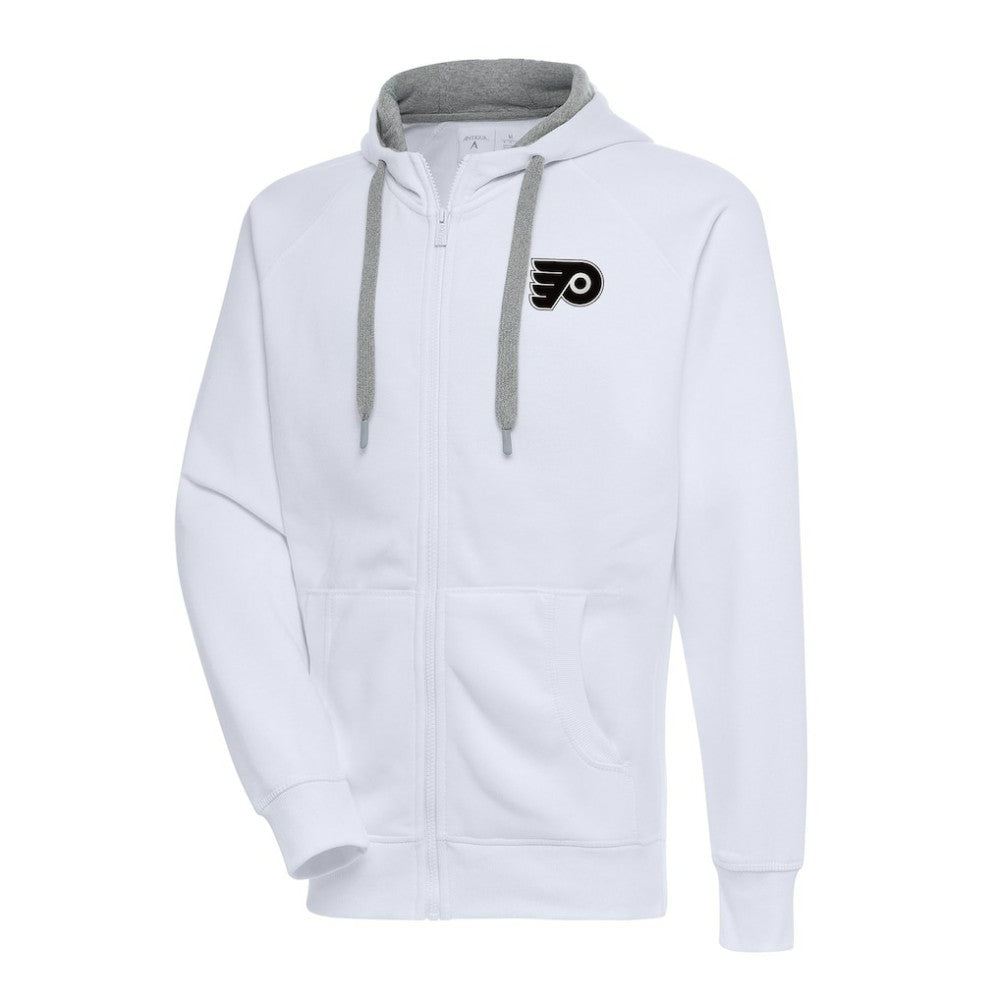 NHL White Philadelphia Flyers Antigua Metallic Logo Victory Full-Zip Hoodie