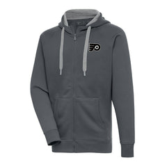 NHL Charcoal Philadelphia Flyers Antigua Metallic Logo Victory Full-Zip Hoodie