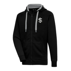 NHL Black Seattle Kraken Antigua Metallic Logo Victory Full-Zip Hoodie