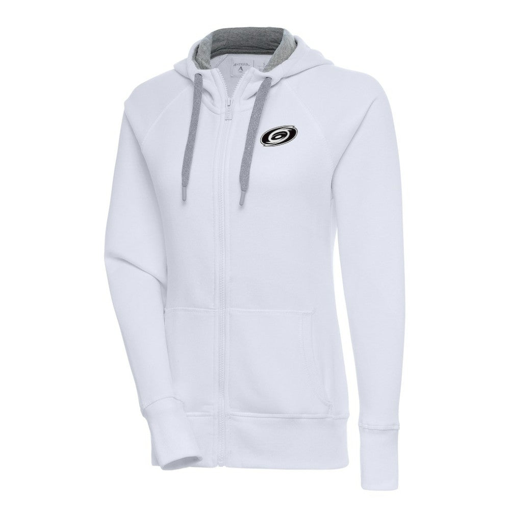 NHL White Carolina Hurricanes Antigua Women's Metallic Logo Victory Full-Zip Hoodie