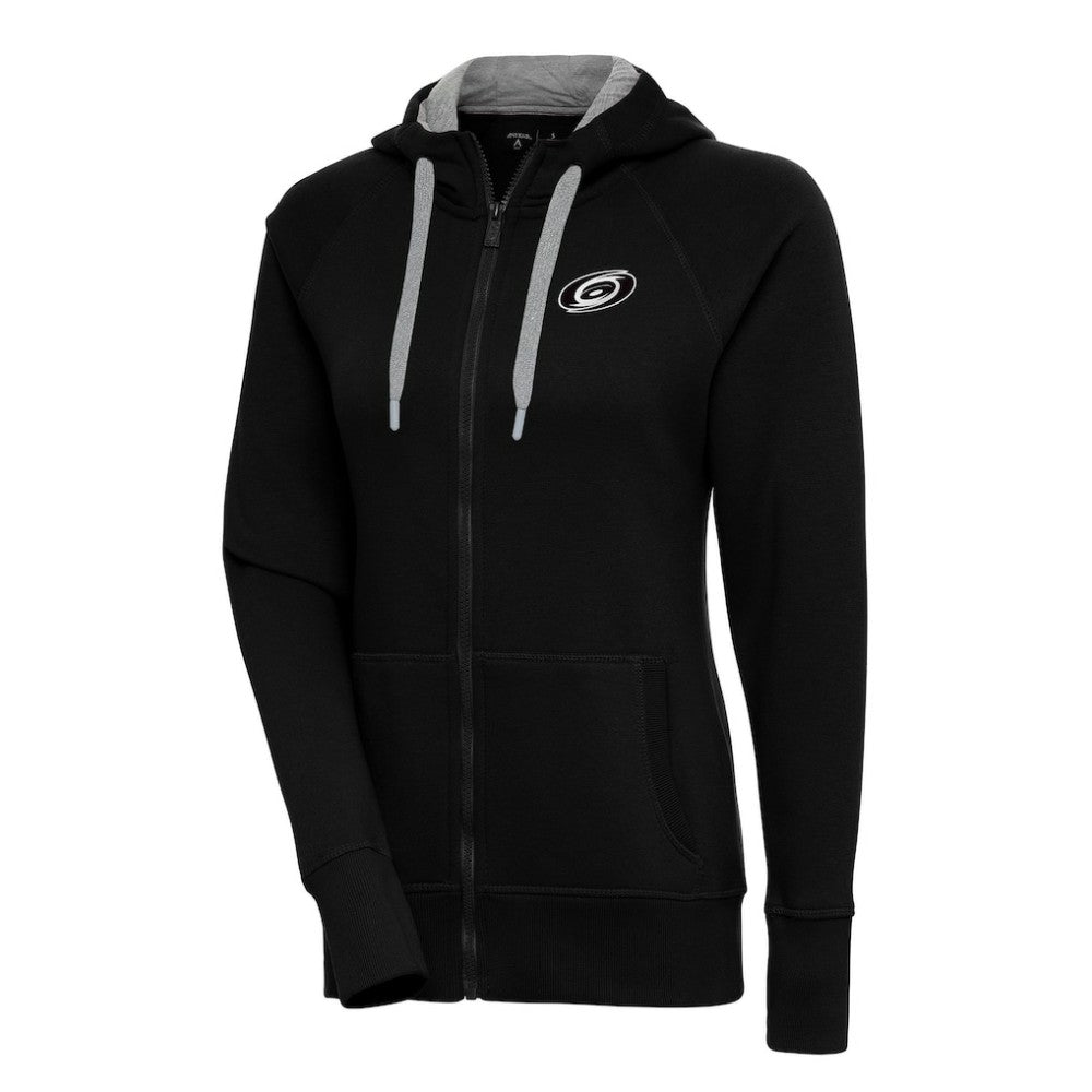 NHL Black Carolina Hurricanes Antigua Women's Metallic Logo Victory Full-Zip Hoodie