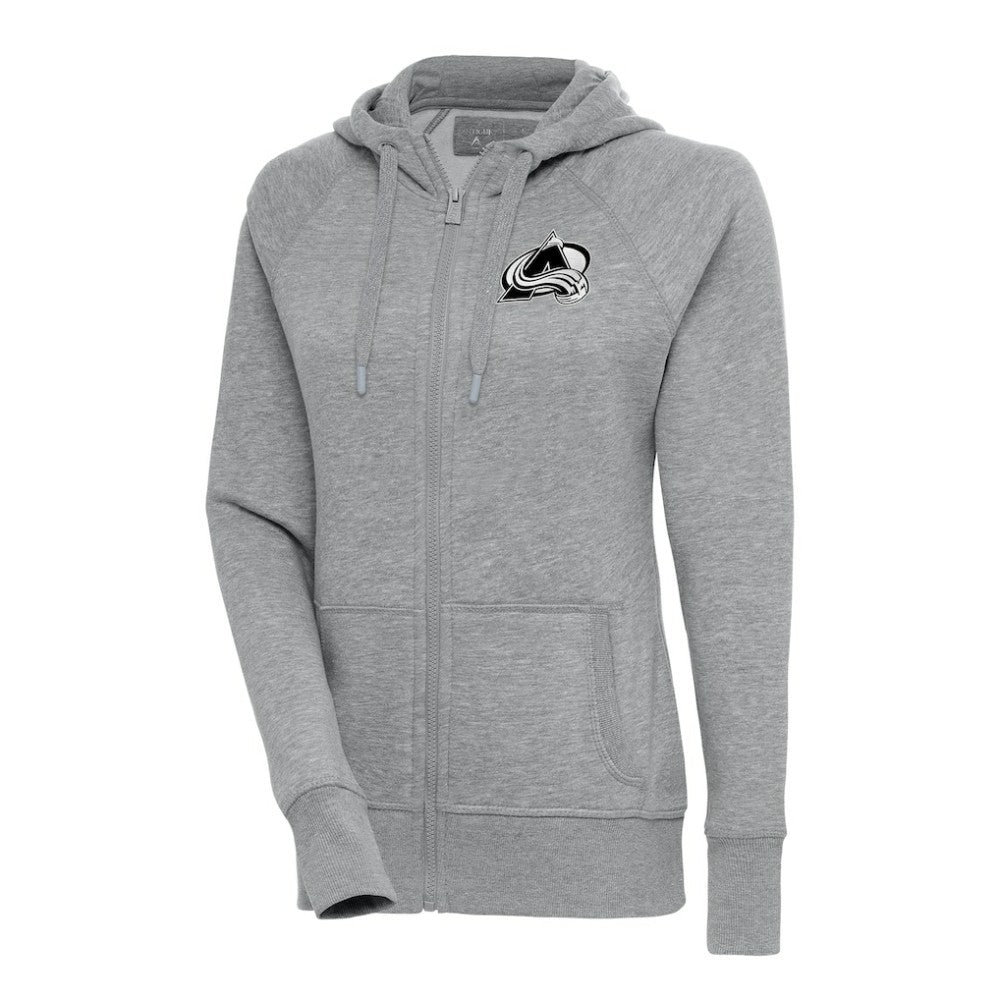 NHL Heather Gray Colorado Avalanche Antigua Women's Metallic Logo Victory Full-Zip Hoodie