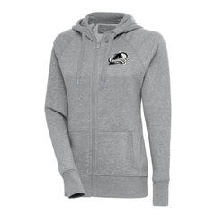 NHL Heather Gray Colorado Avalanche Antigua Women's Metallic Logo Victory Full-Zip Hoodie