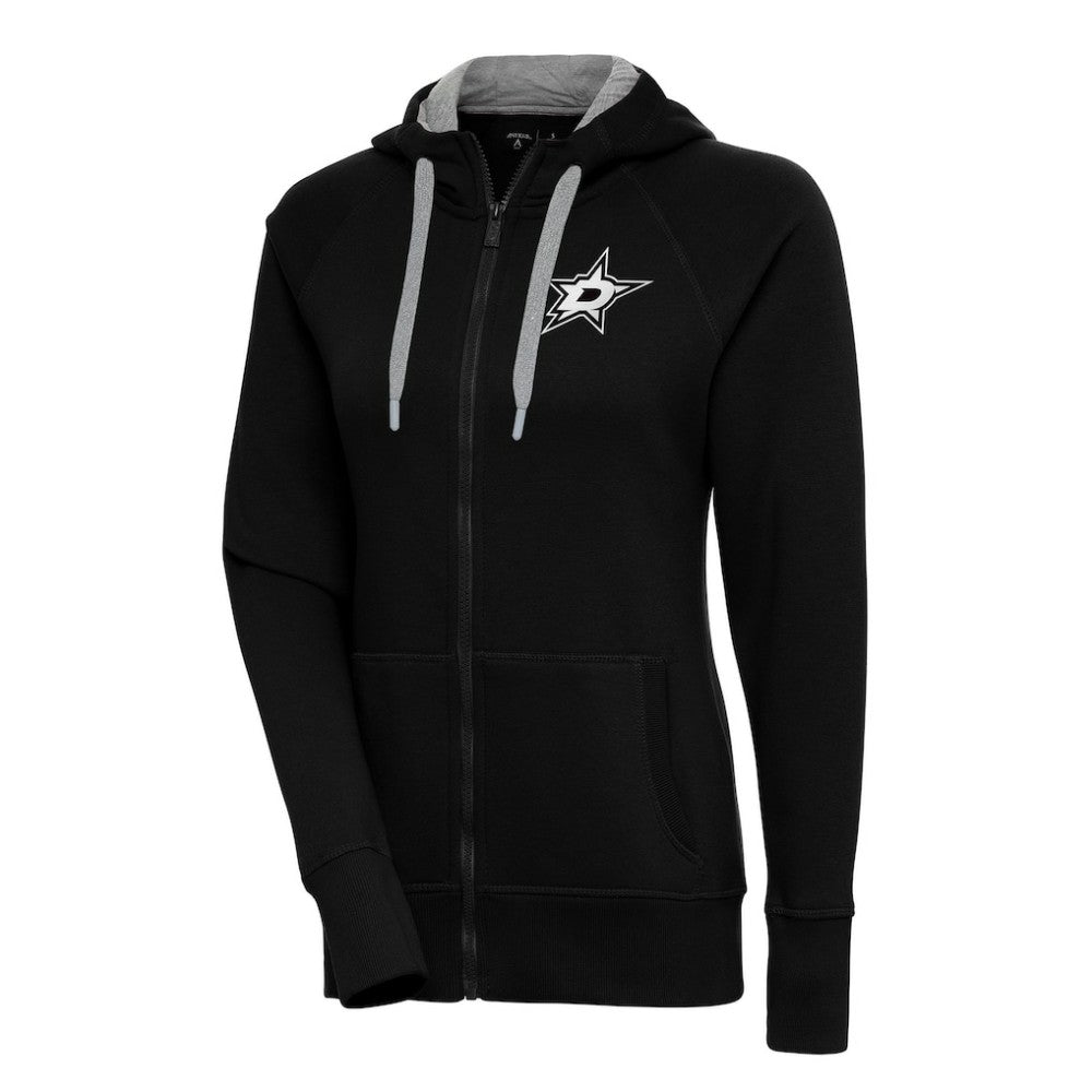 NHL Black Dallas Stars Antigua Women's Metallic Logo Victory Full-Zip Hoodie