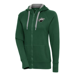 NHL Green Minnesota Wild Antigua Women's Metallic Logo Victory Full-Zip Hoodie