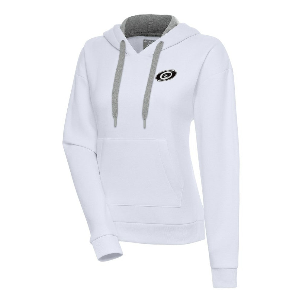 NHL White Carolina Hurricanes Antigua Women's Metallic Logo Victory Pullover Hoodie