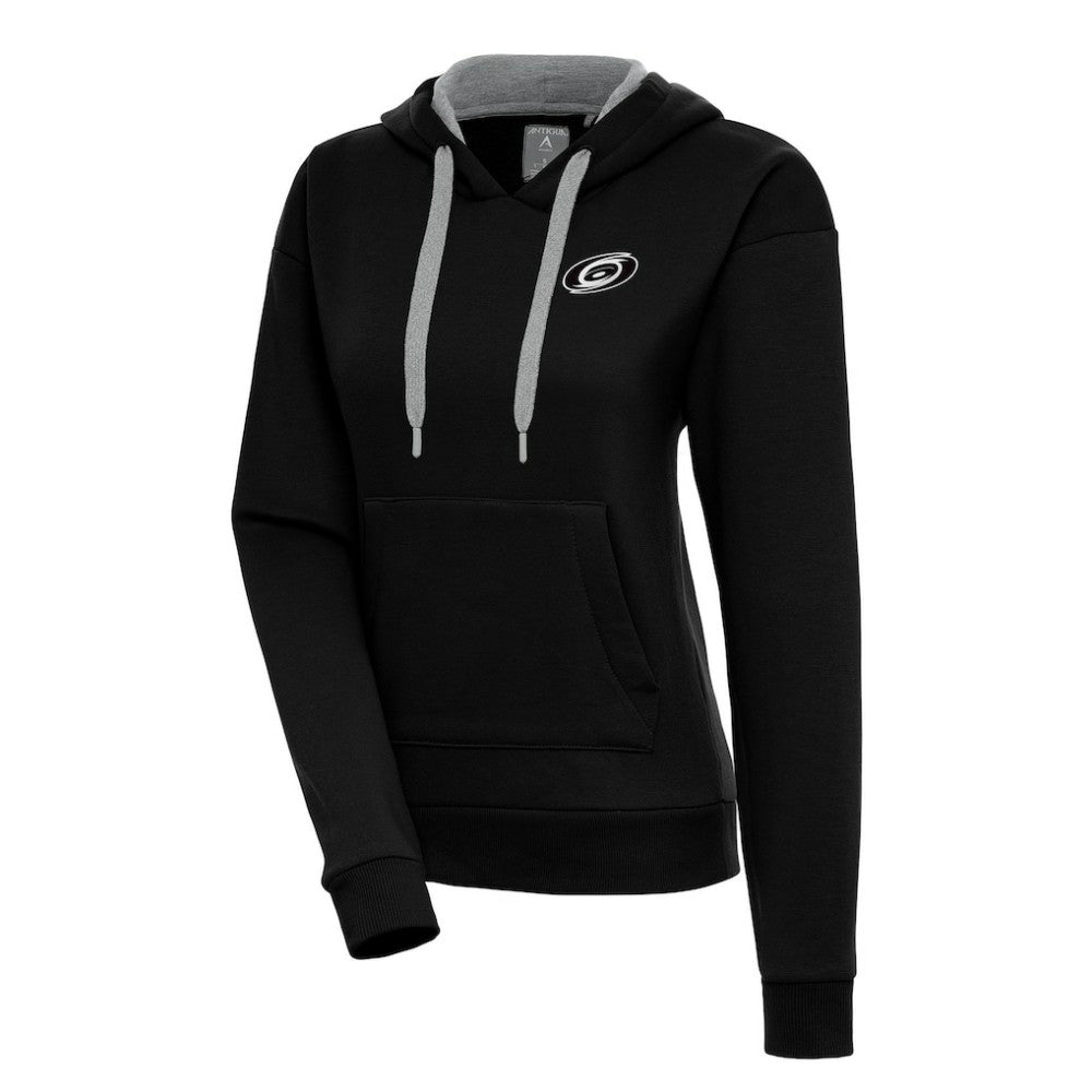 NHL Black Carolina Hurricanes Antigua Women's Metallic Logo Victory Pullover Hoodie