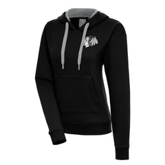 NHL Black Chicago Blackhawks Antigua Women's Metallic Logo Victory Pullover Hoodie