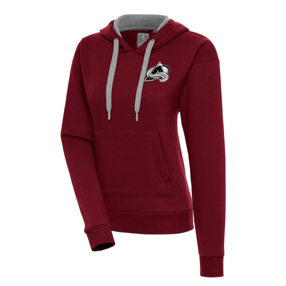 NHL Burgundy Colorado Avalanche Antigua Women's Metallic Logo Victory Pullover Hoodie