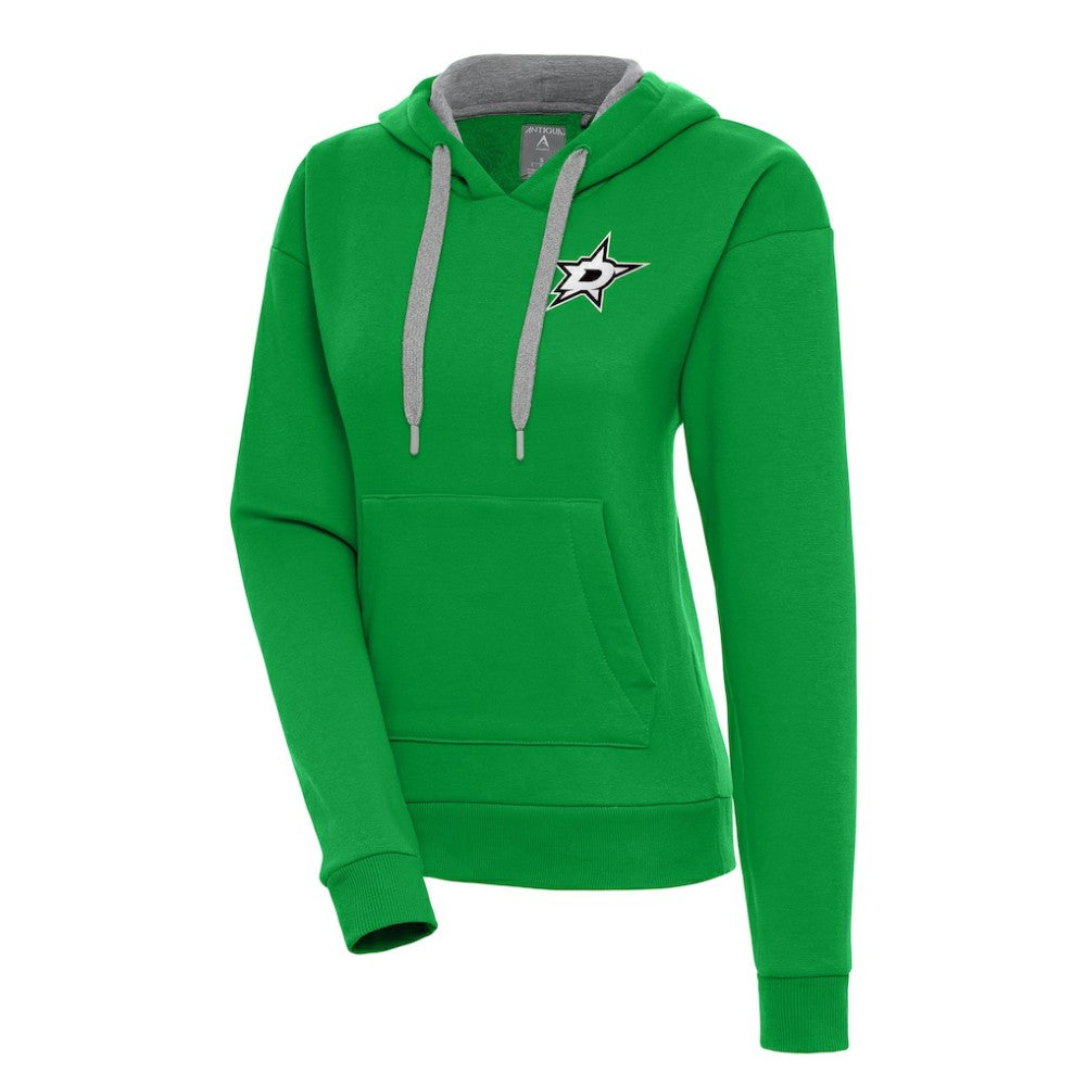 NHL Kelly Green Dallas Stars Antigua Women's Metallic Logo Victory Pullover Hoodie