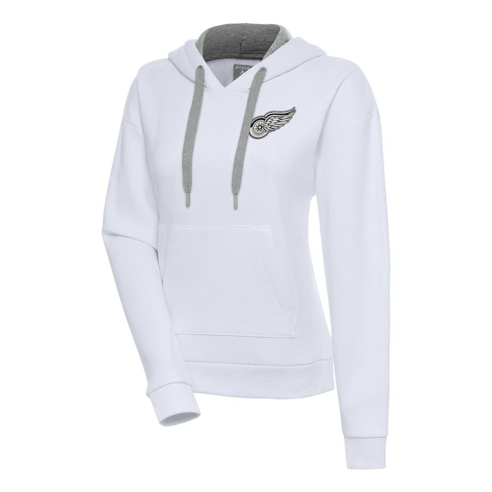 NHL White Detroit Red Wings Antigua Women's Metallic Logo Victory Pullover Hoodie
