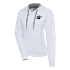 NHL White Minnesota Wild Antigua Women's Metallic Logo Victory Pullover Hoodie