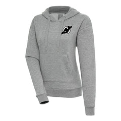 NHL Heather Gray New Jersey Devils Antigua Women's Metallic Logo Victory Pullover Hoodie