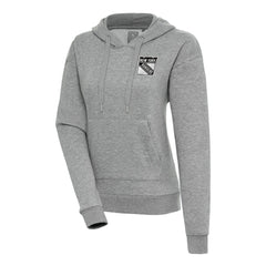 NHL Heather Gray New York Rangers Antigua Women's Metallic Logo Victory Pullover Hoodie