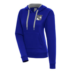 NHL Blue New York Rangers Antigua Women's Metallic Logo Victory Pullover Hoodie