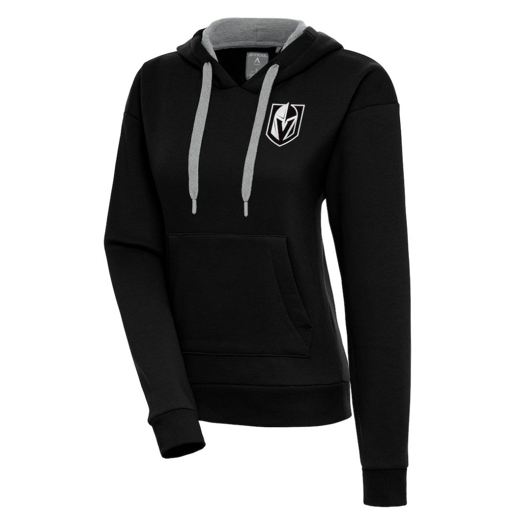 NHL Black Vegas Golden Knights Antigua Women's Metallic Logo Victory Pullover Hoodie