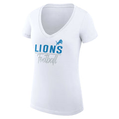 G-III 4Her by Carl Banks Women's V-Neck Fitted T-Shirt - Detroit Lions