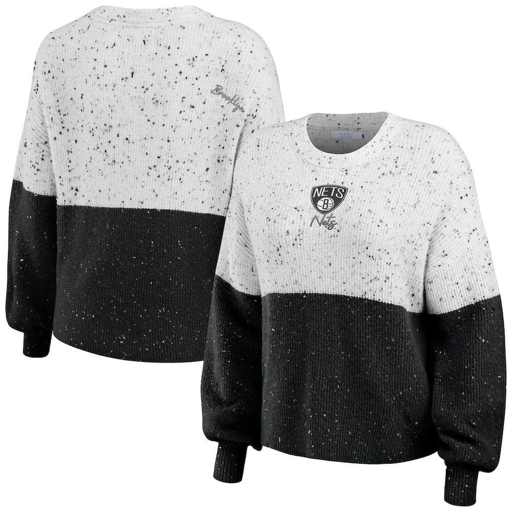 NBA Brooklyn Nets WEAR by Erin Andrews Women's Color-Block Pullover Sweater
