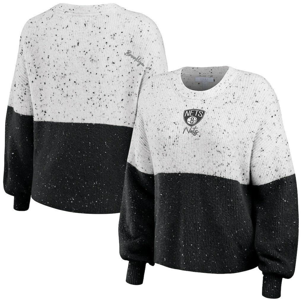 NBA Brooklyn Nets WEAR by Erin Andrews Women's Color-Block Pullover Sweater