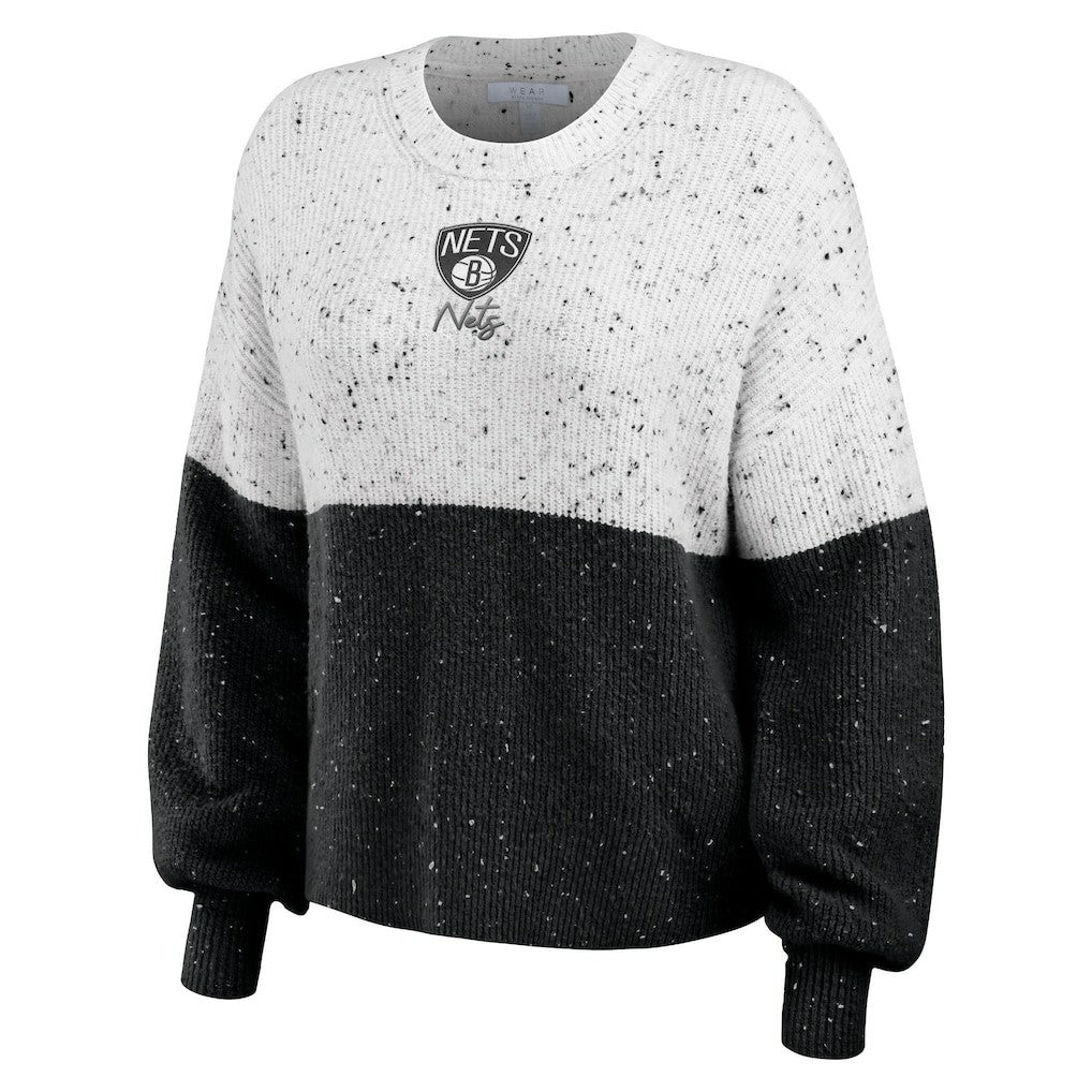 NBA Brooklyn Nets WEAR by Erin Andrews Women's Color-Block Pullover Sweater