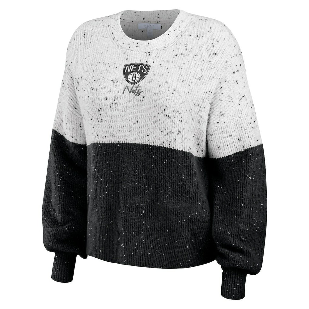 NBA Brooklyn Nets WEAR by Erin Andrews Women's Color-Block Pullover Sweater