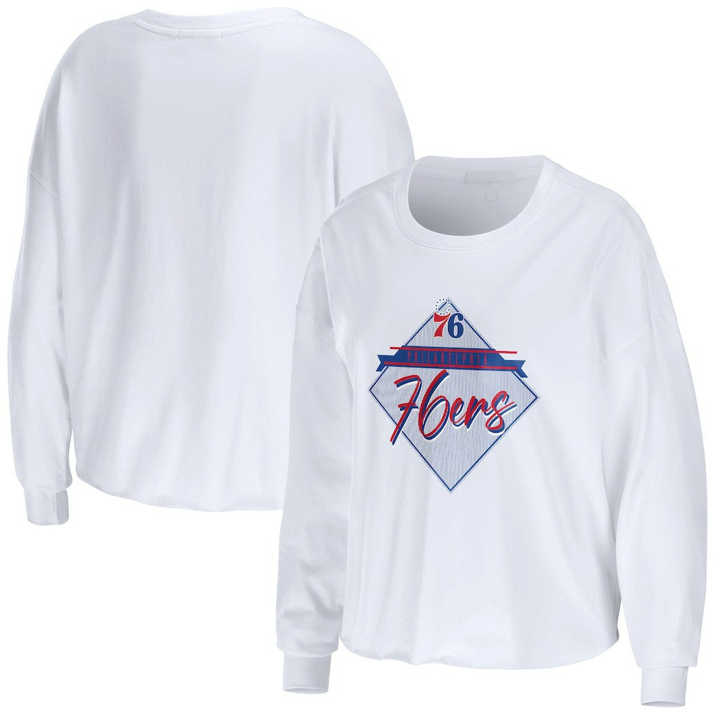 NBA Philadelphia 76ers WEAR by Erin Andrews Women's Cropped Long Sleeve T-Shirt