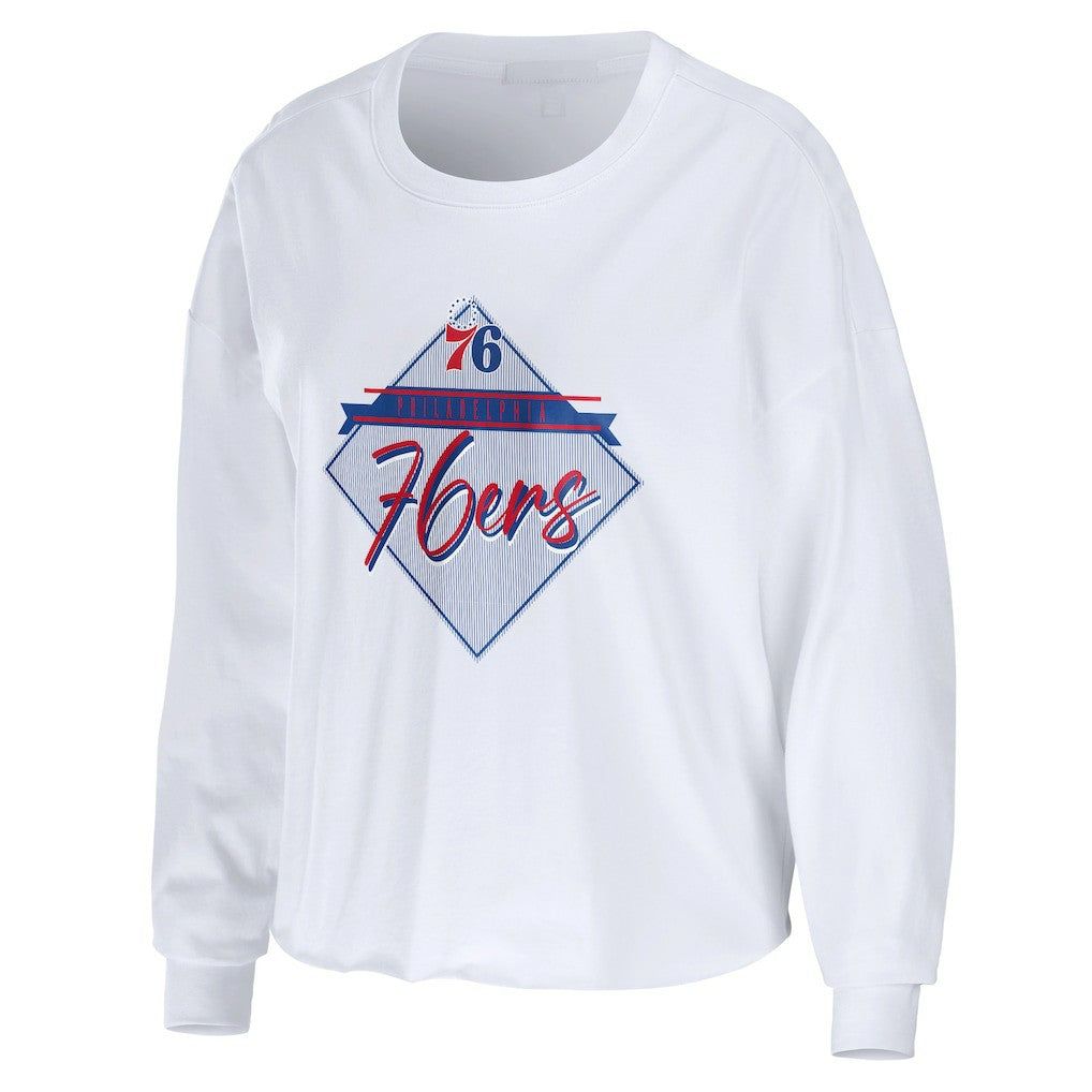 NBA Philadelphia 76ers WEAR by Erin Andrews Women's Cropped Long Sleeve T-Shirt