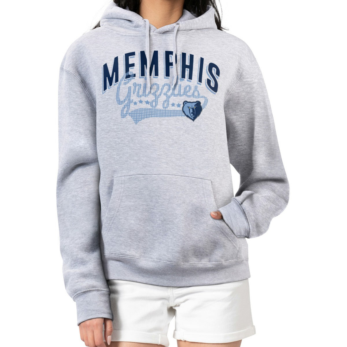NBA Memphis Grizzlies G-III 4Her by Carl Banks Women's Filigree Logo Pullover Hoodie - Heather Gray for sale