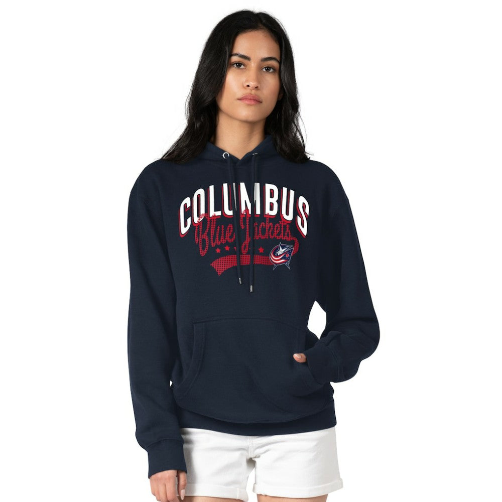NHL  Columbus Blue Jackets G-III 4Her by Carl Banks Women's Filigree Logo Pullover Hoodie – Navy