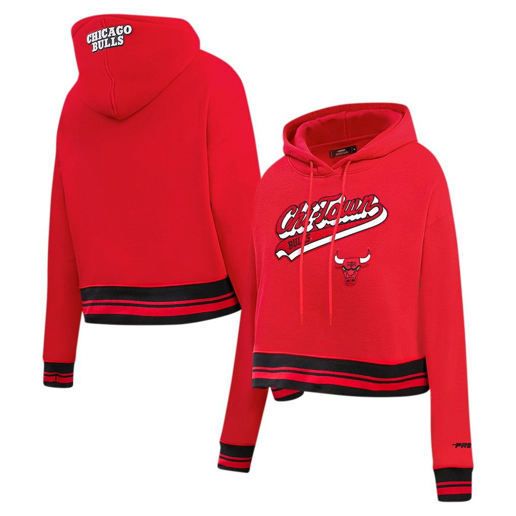 NBA Chicago Bulls Pro Standard Women's Script Tail Cropped Pullover Hoodie