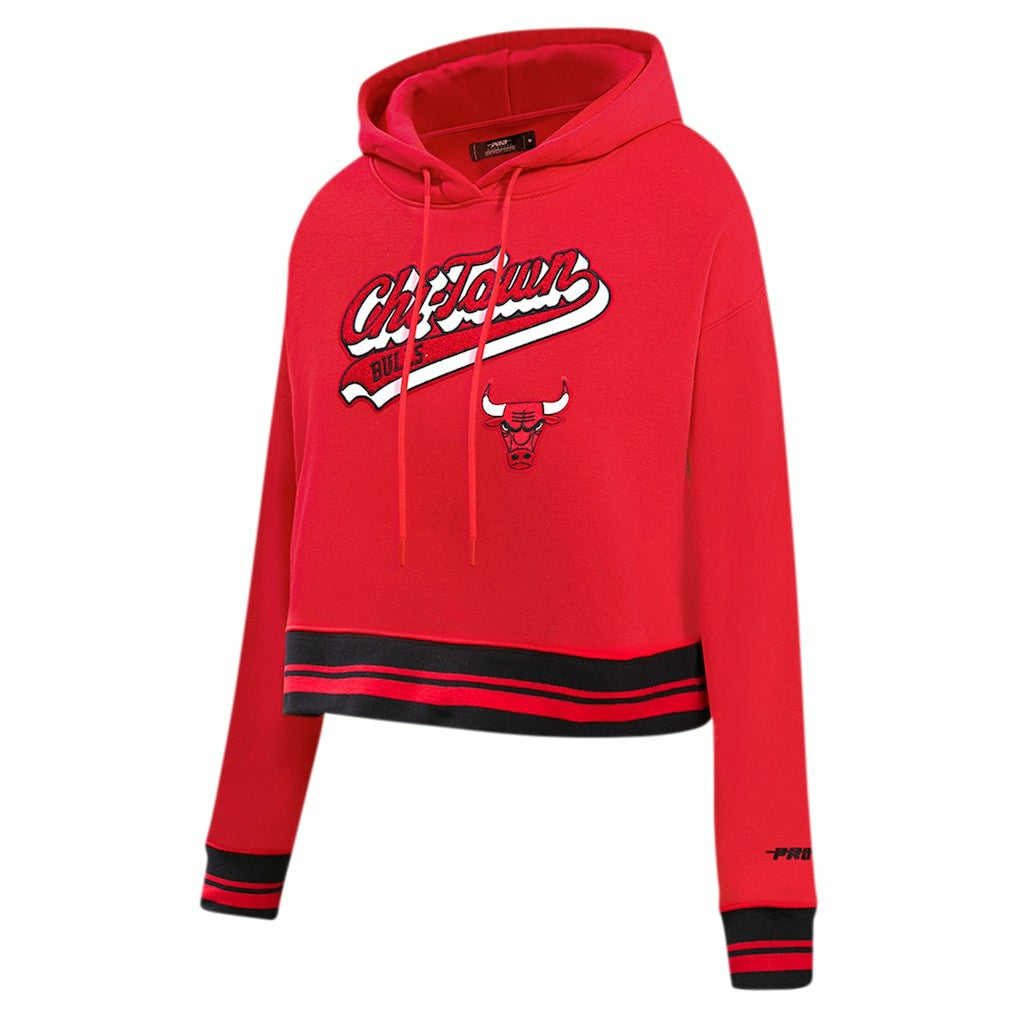 NBA Chicago Bulls Pro Standard Women's Script Tail Cropped Pullover Hoodie