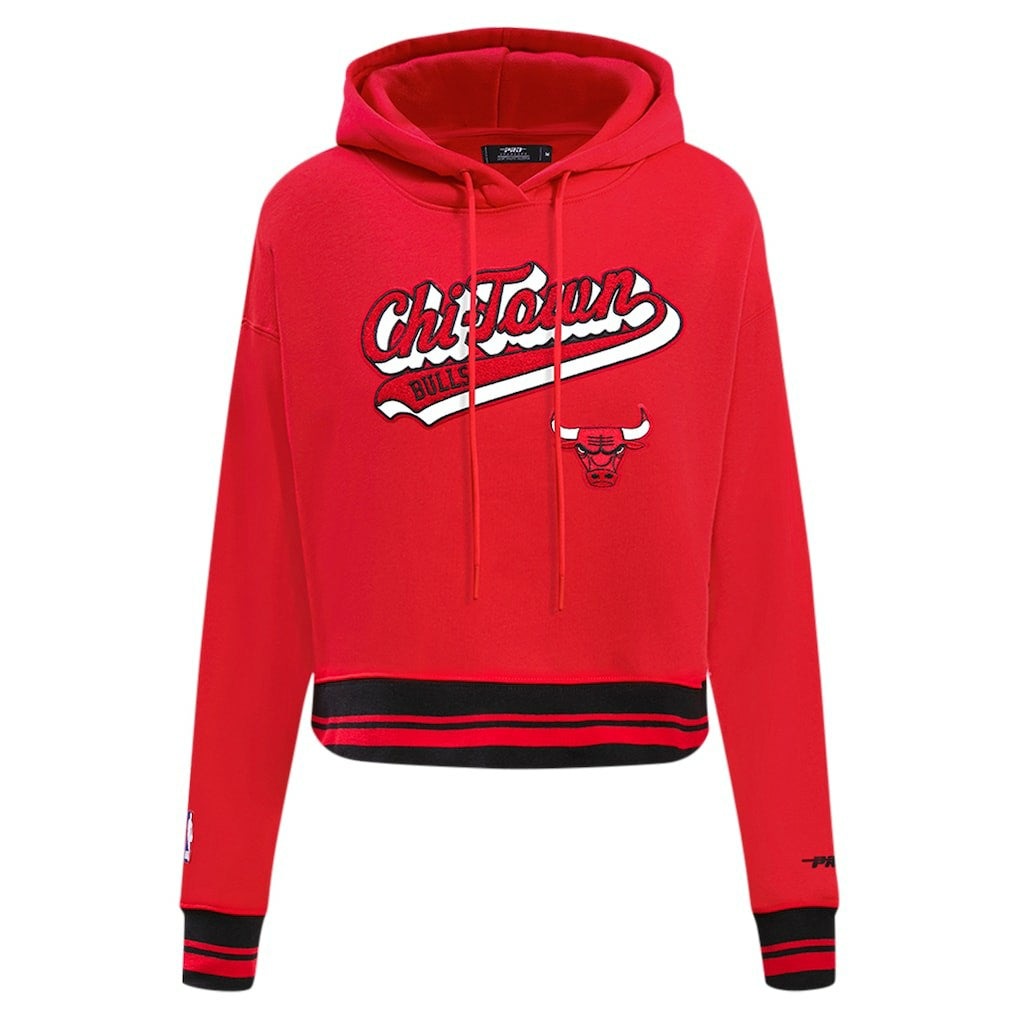 NBA Chicago Bulls Pro Standard Women's Script Tail Cropped Pullover Hoodie