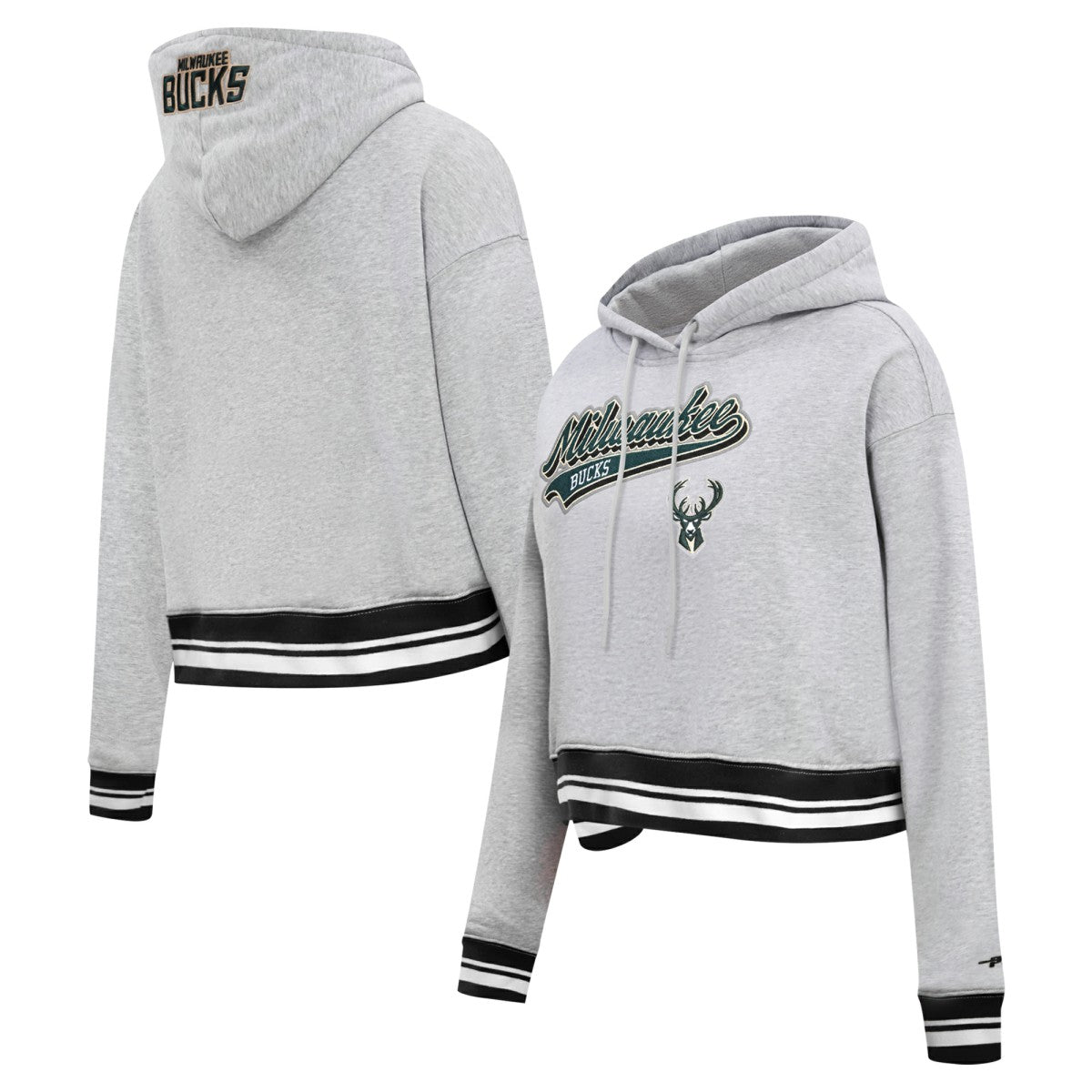 NBA Milwaukee Bucks Pro Standard Women's Script Tail Cropped Pullover Hoodie