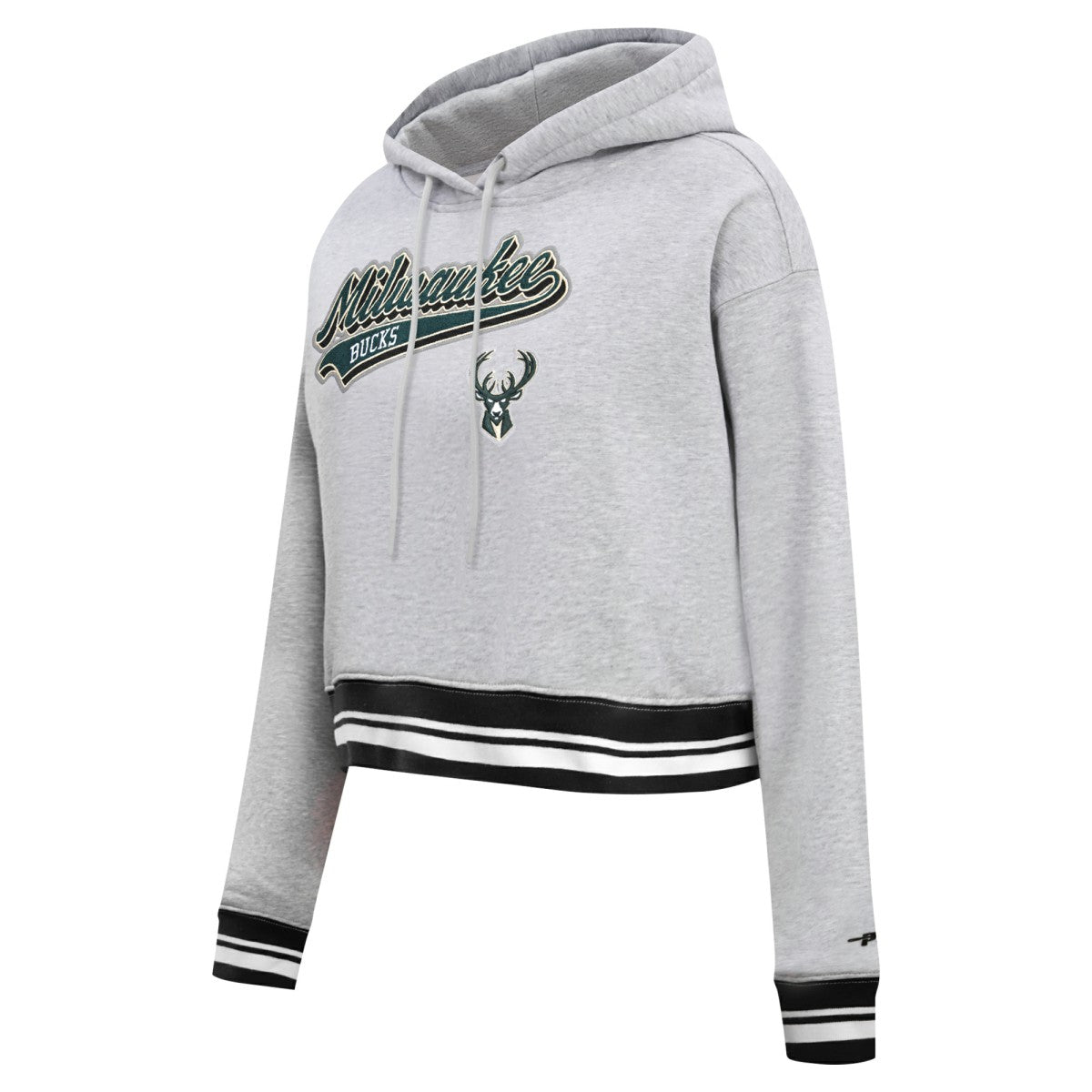 NBA Milwaukee Bucks Pro Standard Women's Script Tail Cropped Pullover Hoodie