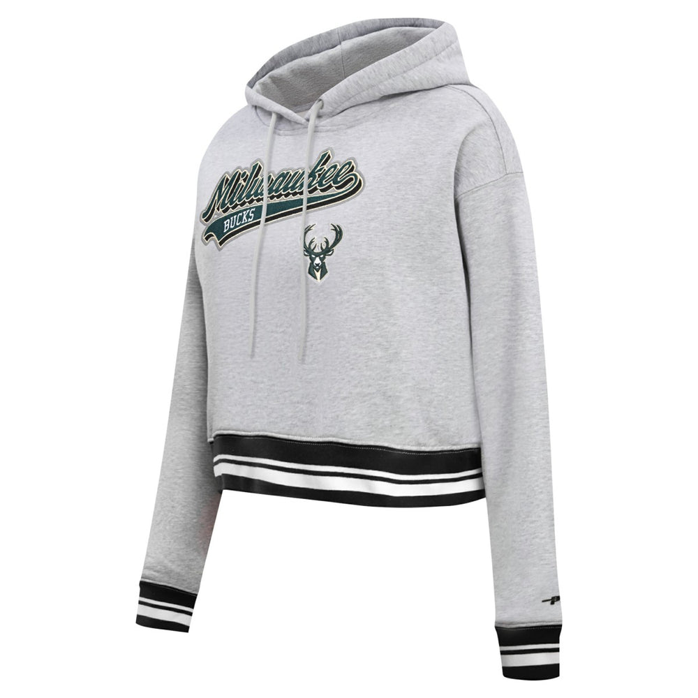 NBA Milwaukee Bucks Pro Standard Women's Script Tail Cropped Pullover Hoodie