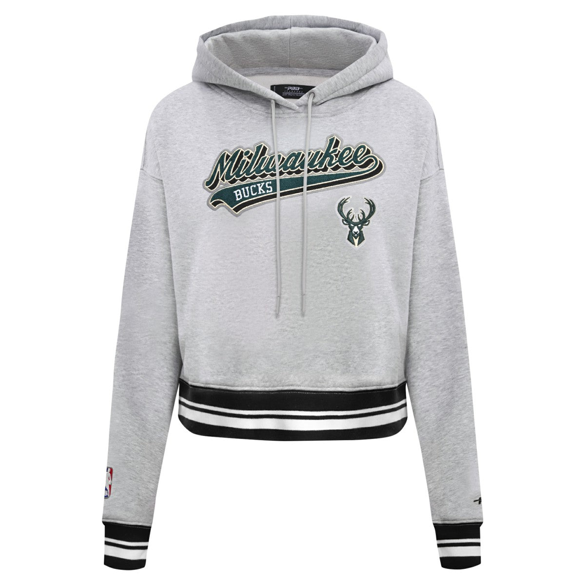 NBA Milwaukee Bucks Pro Standard Women's Script Tail Cropped Pullover Hoodie