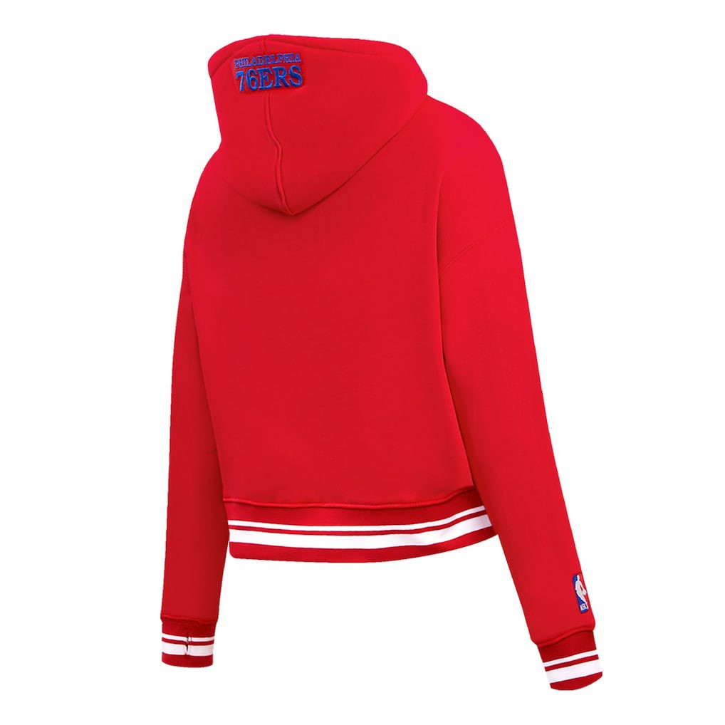 NBA Philadelphia 76ers Pro Standard Women's Script Tail Cropped Pullover Hoodie