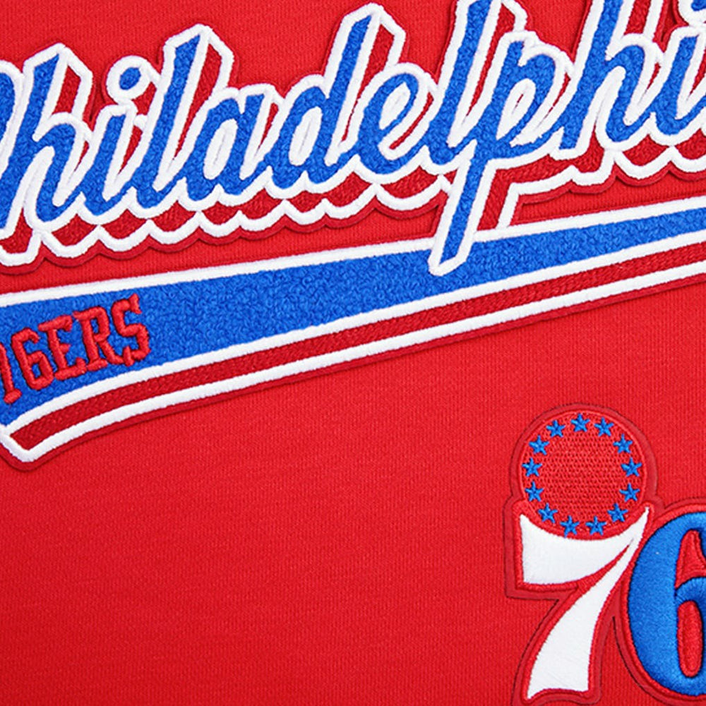 NBA Philadelphia 76ers Pro Standard Women's Script Tail Cropped Pullover Hoodie