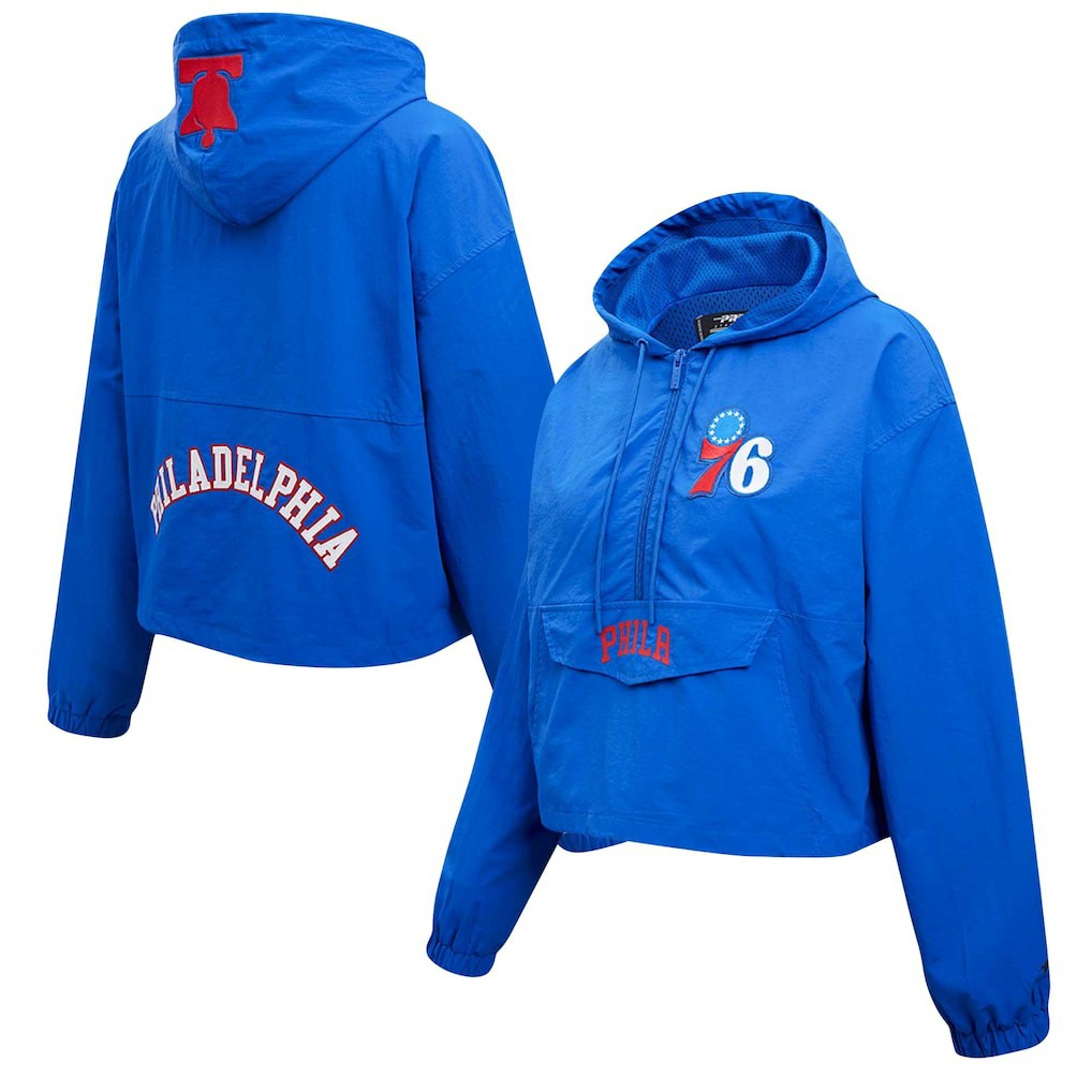 NBA Philadelphia 76ers Pro Standard Classic Wind Woven Cropped Half-Zip Jacket