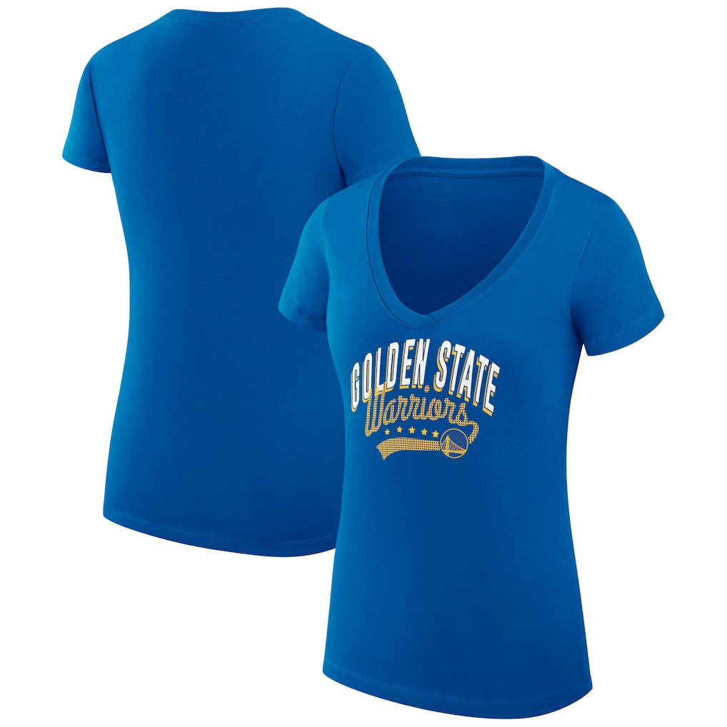 NBA Golden State Warriors G-III 4Her by Carl Banks Women's Super-Slim Fit Lightweight Filigree Logo V-Neck T-Shirt sale