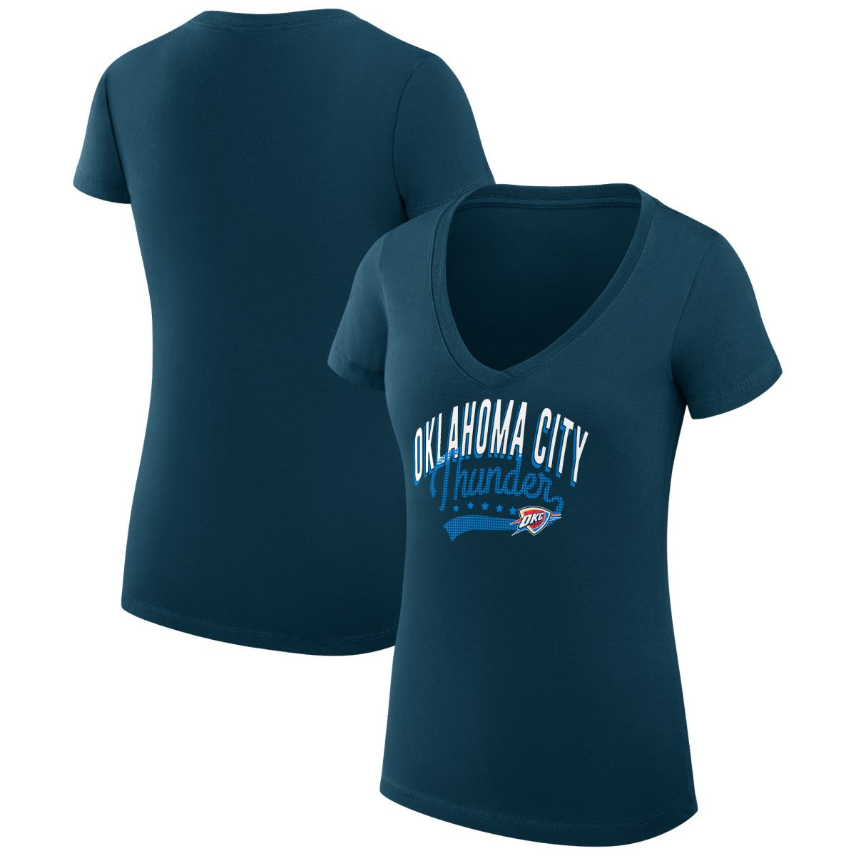 NBA Oklahoma City Thunder G-III 4Her by Carl Banks Women's Super-Slim Fit Lightweight Filigree Logo V-Neck T-Shirt