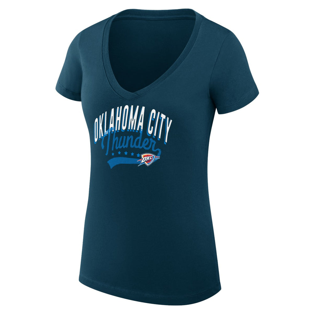 NBA Oklahoma City Thunder G-III 4Her by Carl Banks Women's Super-Slim Fit Lightweight Filigree Logo V-Neck T-Shirt