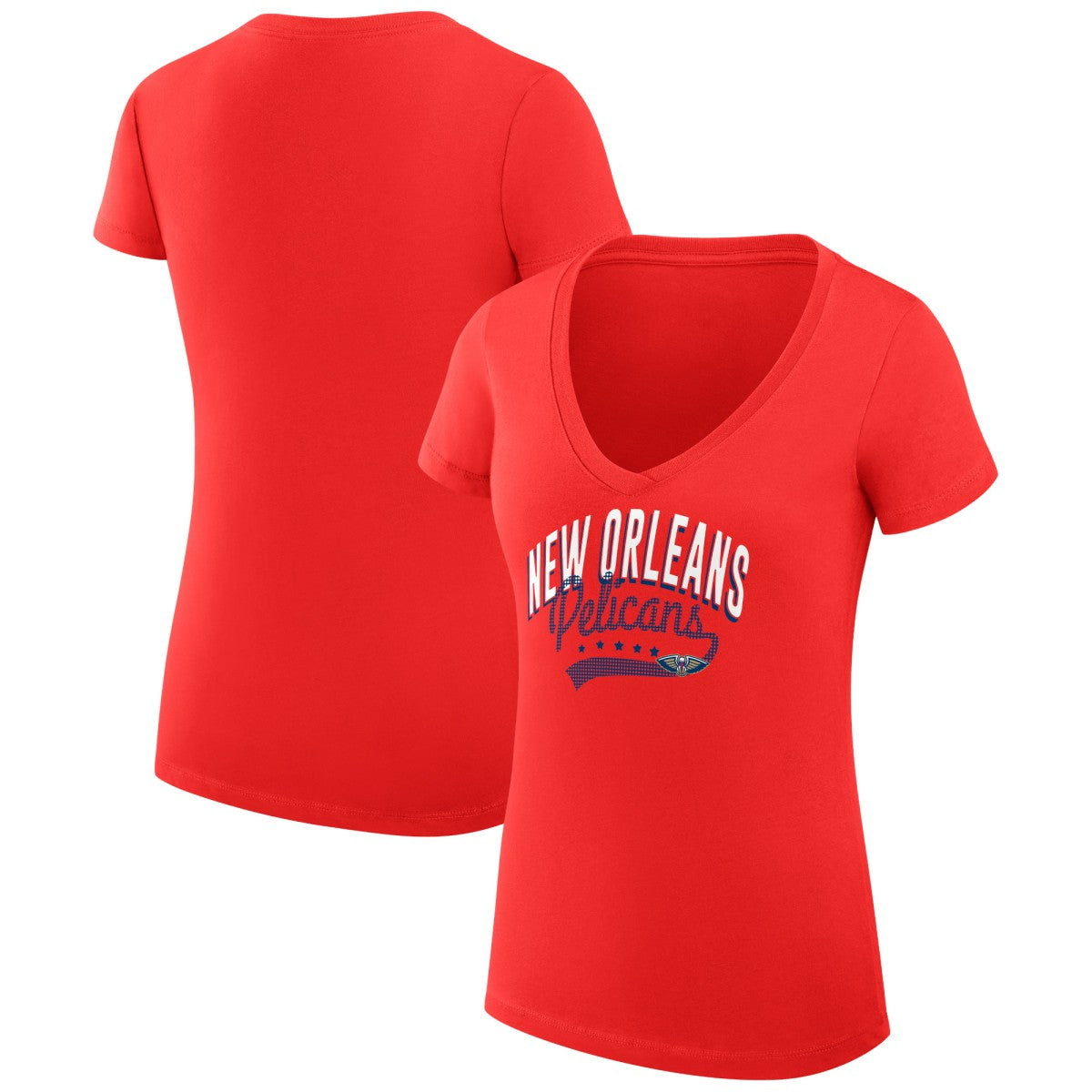 NBA New Orleans Pelicans G-III 4Her by Carl Banks Women's Super-Slim Fit Lightweight Filigree Logo V-Neck T-Shirt