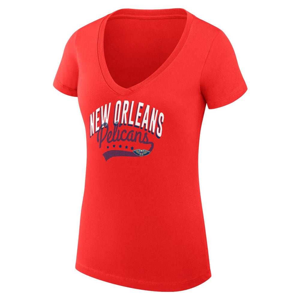 NBA New Orleans Pelicans G-III 4Her by Carl Banks Women's Super-Slim Fit Lightweight Filigree Logo V-Neck T-Shirt