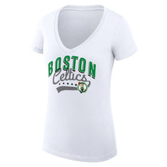 NBA Boston Celtics G-III 4Her by Carl Banks Women's Super-Slim Fit Lightweight Filigree Logo V-Neck T-Shirt