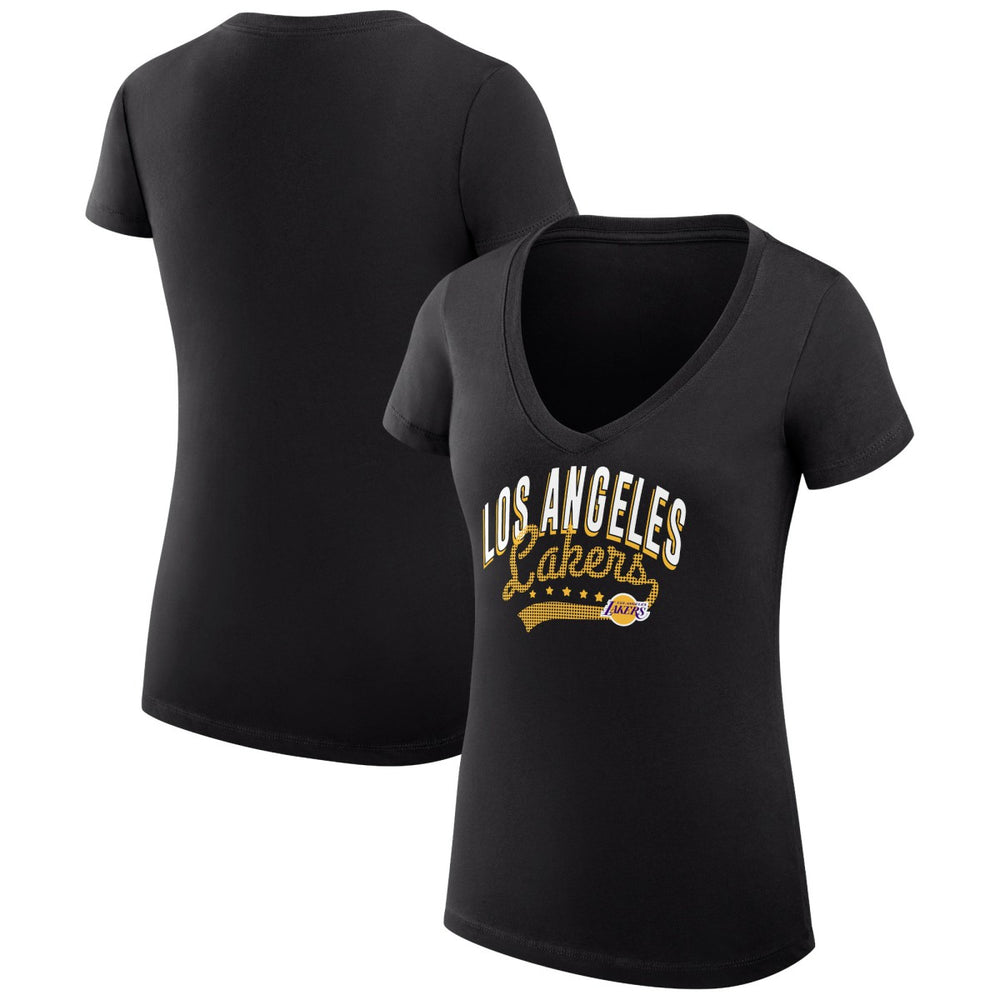 NBA Los Angeles Lakers G-III 4Her by Carl Banks Women's Super-Slim Fit Lightweight Filigree Logo V-Neck T-Shirt